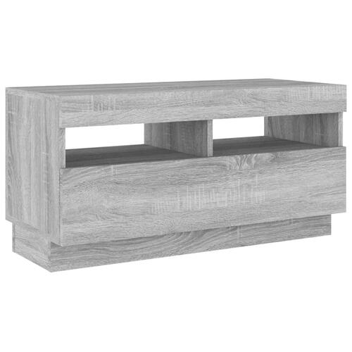 Tv-bord med LED-lys 80x35x40 cm grå sonoma-eg