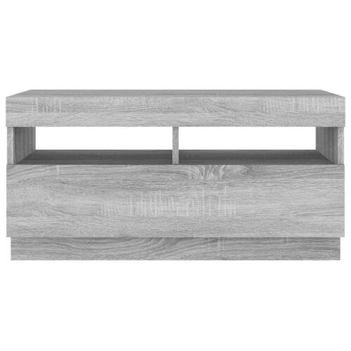Tv-bord med LED-lys 80x35x40 cm grå sonoma-eg