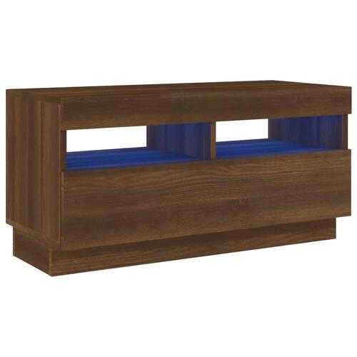 Tv-bord med LED-lys 80x35x40 cm brun eg