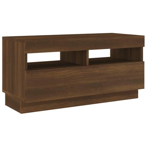 Tv-bord med LED-lys 80x35x40 cm brun eg