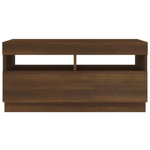 Tv-bord med LED-lys 80x35x40 cm brun eg
