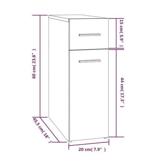 Udtræksskab 20x45,5x60 cm konstrueret træ røget egetræsfarve