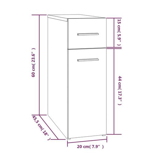 Udtræksskab 20x45,5x60 cm konstrueret træ grå sonoma-eg