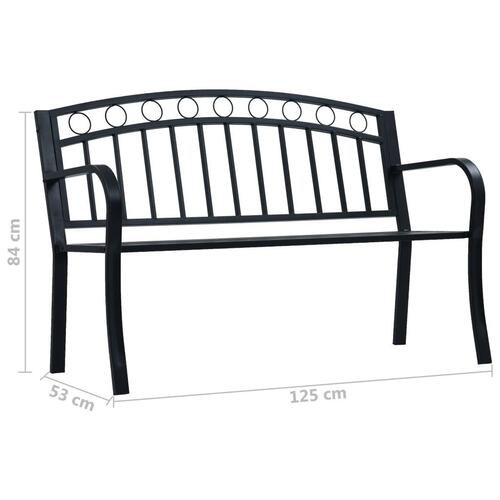 Havebænk 125 cm stål sort