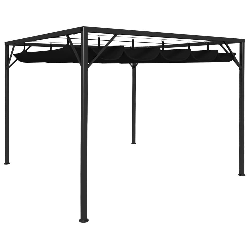 Pavillon med sammenrulleligt tag 3x3 m antracitgrå