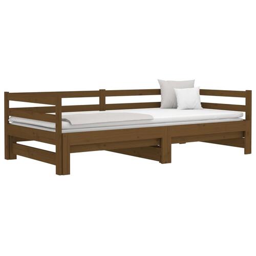 Daybed med udtræk 2x(90x190) cm massivt fyrretræ gyldenbrun