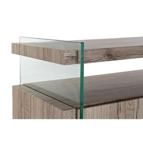 Skænk - natur, hærdet glas og MDF, 120 × 44 × 120 cm