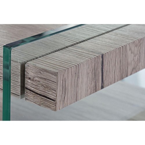Skænk - natur, hærdet glas og MDF, 120 × 44 × 120 cm