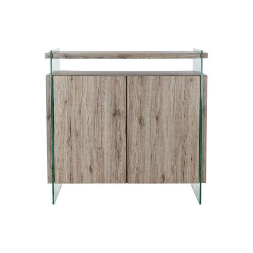 Skænk - natur, hærdet glas og MDF, 120 × 44 × 120 cm