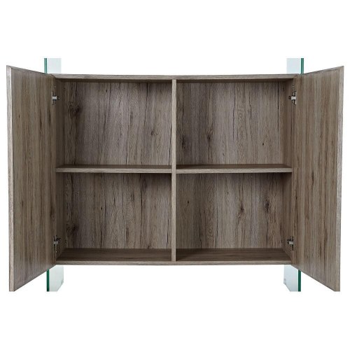 Skænk - natur, hærdet glas og MDF, 120 × 44 × 120 cm
