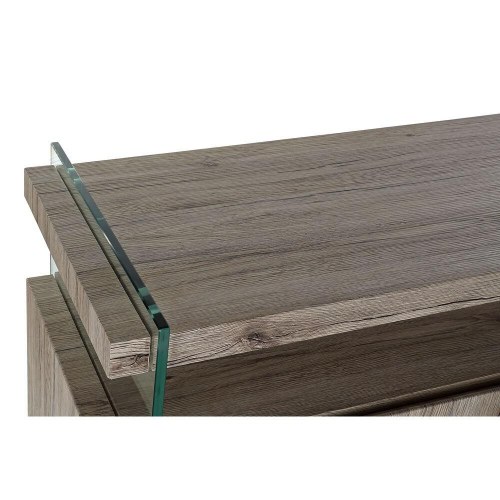 Skænk - natur, hærdet glas og MDF, 120 × 44 × 120 cm