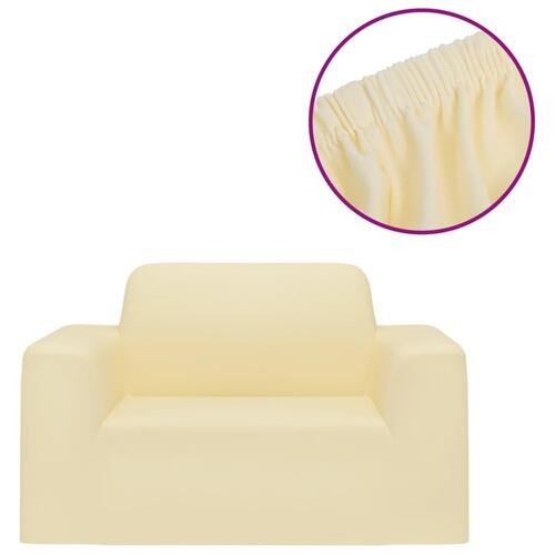 Elastisk sofabetræk polyesterjersey cremefarvet