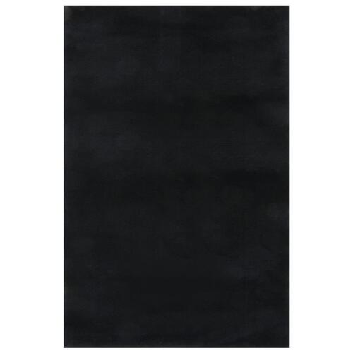 Gulvtæppe 200x290 cm blødt plys skridsikkert og vaskbart sort