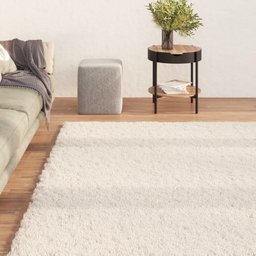 Gulvtæppe 120x170 cm blødt plys skridsikkert og vaskbart beige