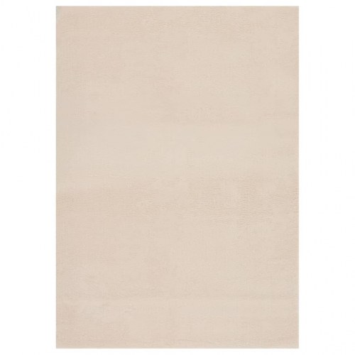 Gulvtæppe 120x170 cm blødt plys skridsikkert og vaskbart beige