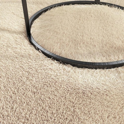 Gulvtæppe 120x170 cm blødt plys skridsikkert og vaskbart beige