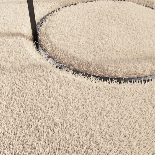 Gulvtæppe 120x170 cm blødt plys skridsikkert og vaskbart beige