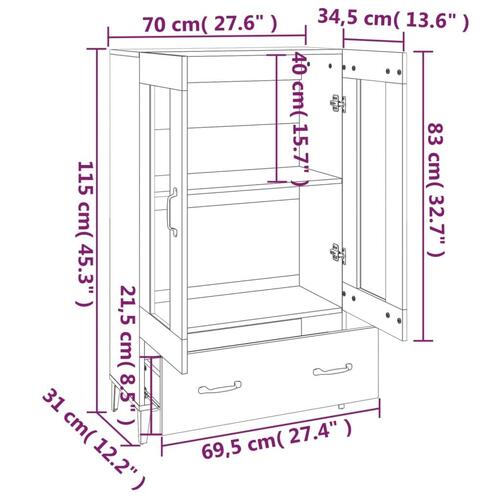 Skab 70x31x115 cm konstrueret træ hvid
