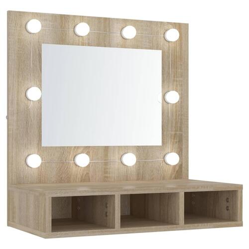 Spejlskab med LED-lys 60x31,5x62 cm sonoma-eg