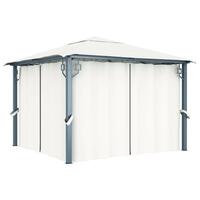 Havepavillon med gardin 300x300 cm aluminium cremefarvet