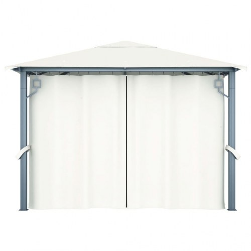 Havepavillon med gardiner 300 × 300 cm - aluminium, cremefarvet