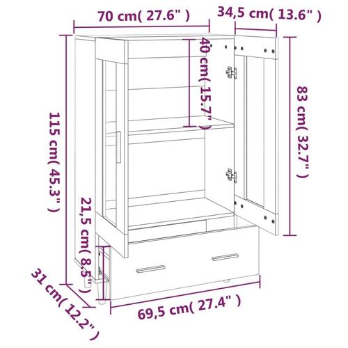 Skab 70x31x115 cm konstrueret træ sonoma-eg