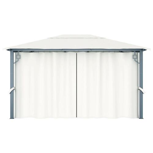 Havepavillon med gardin 400x300 cm aluminium cremefarvet