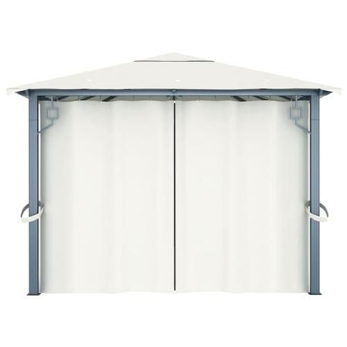 Havepavillon med gardin 400x300 cm aluminium cremefarvet
