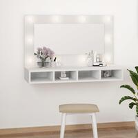 Spejlskab med LED-lys 90x31,5x62 cm hvid