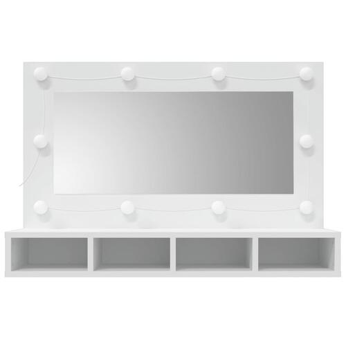 Spejlskab med LED-lys 90x31,5x62 cm hvid