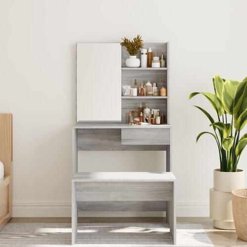 Makeupbord med spejl 74,5x40x141 cm grå sonoma-eg
