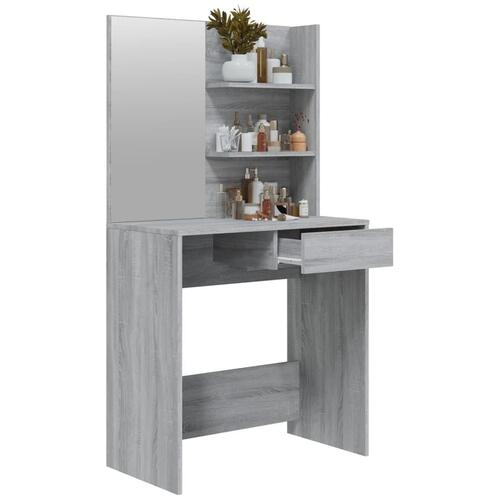 Makeupbord med spejl 74,5x40x141 cm grå sonoma-eg