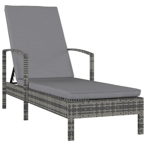 Liggestol med armlæn polyrattan grå