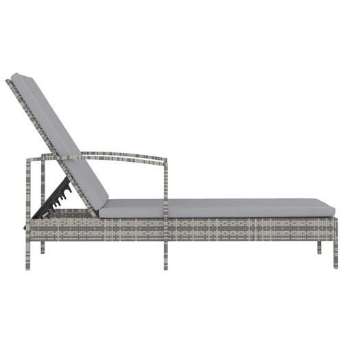 Liggestol med armlæn polyrattan grå
