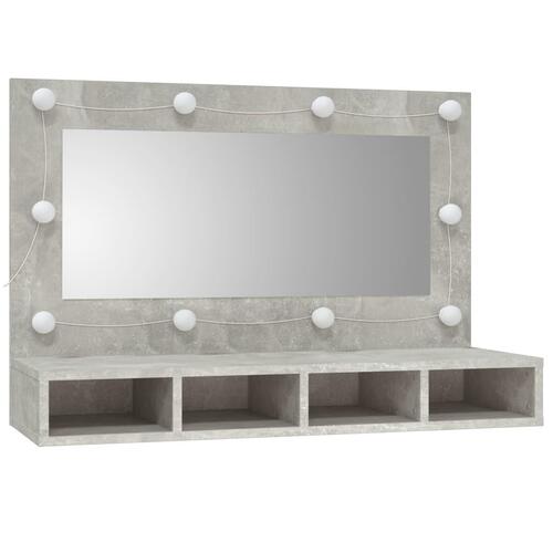 Spejlskab med LED-lys 90x31,5x62 cm betongrå
