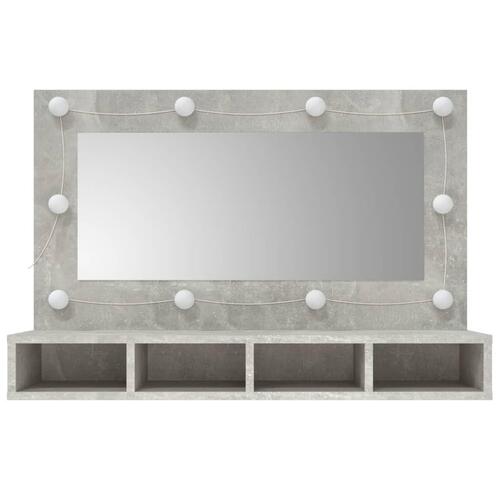 Spejlskab med LED-lys 90x31,5x62 cm betongrå