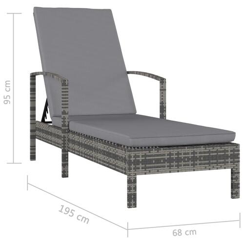 Liggestol med armlæn polyrattan grå