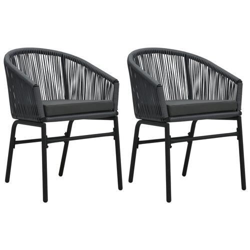 Havestole 2 stk. PVC rattan antracitgrå