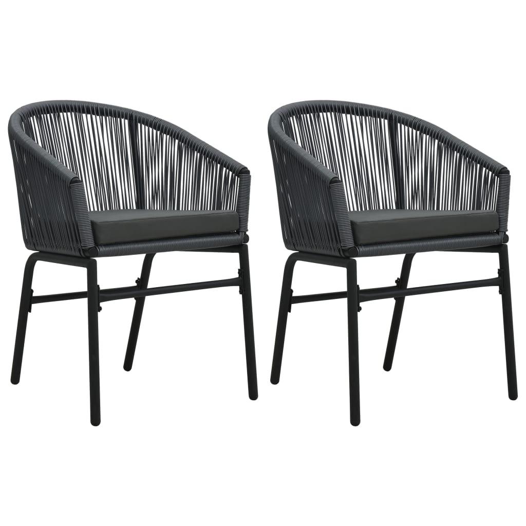 Havestole 2 stk. PVC rattan antracitgrå