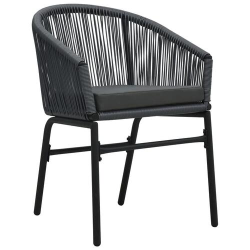 Havestole 2 stk. PVC rattan antracitgrå