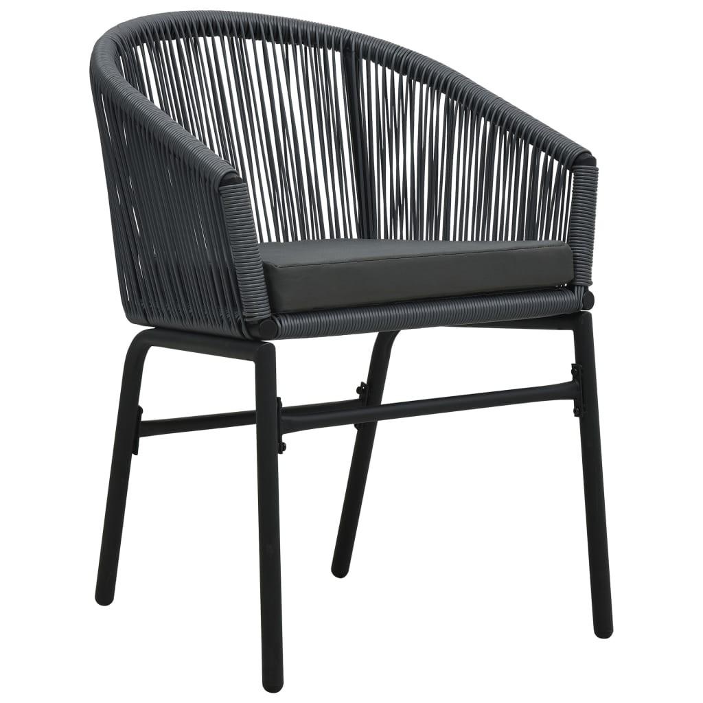 Havestole 2 stk. PVC rattan antracitgrå
