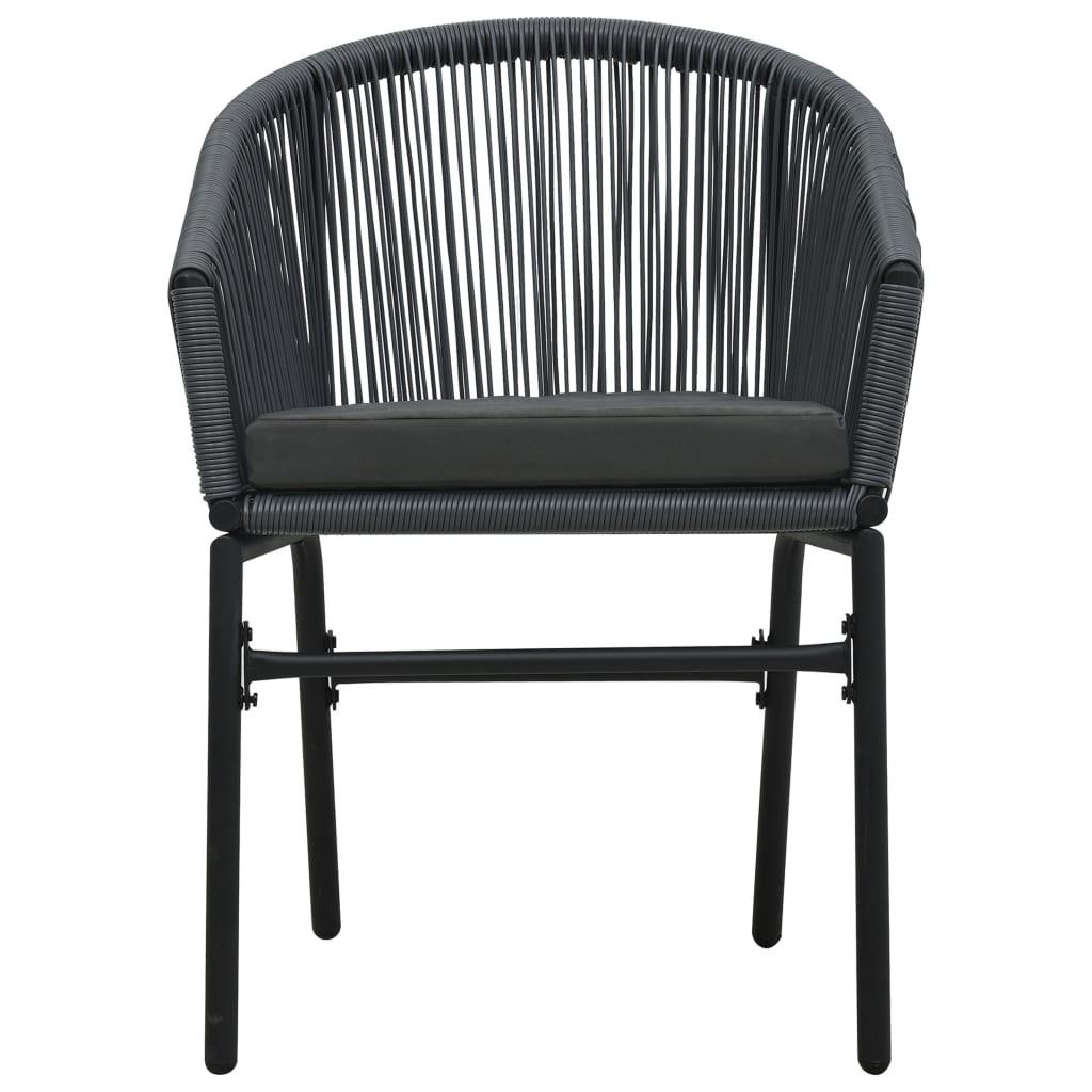 Havestole 2 stk. PVC rattan antracitgrå
