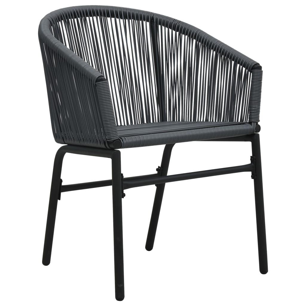 Havestole 2 stk. PVC rattan antracitgrå