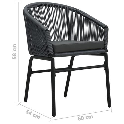 Havestole 2 stk. PVC rattan antracitgrå