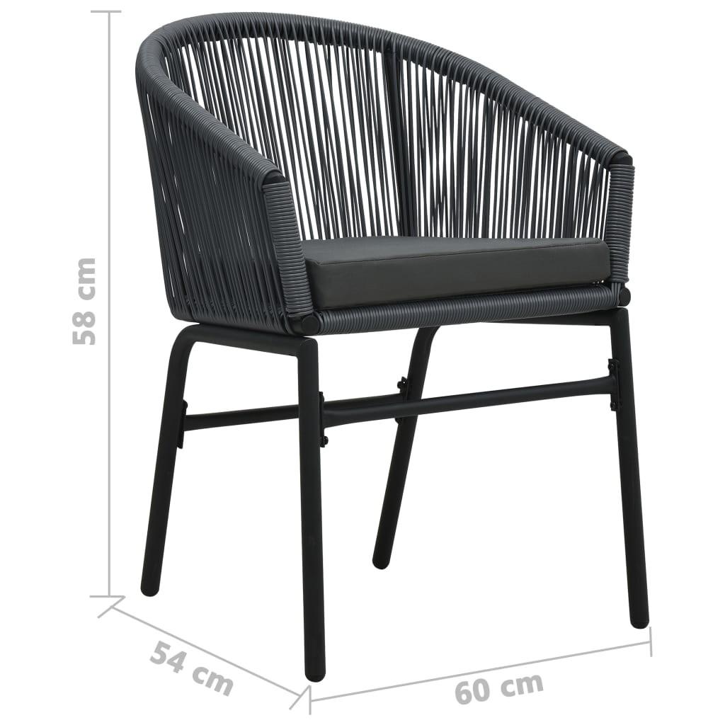 Havestole 2 stk. PVC rattan antracitgrå