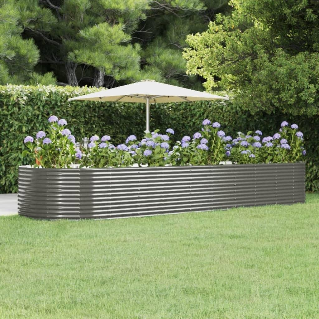 Plantekasse 447x140x68 cm galvaniseret stål grå