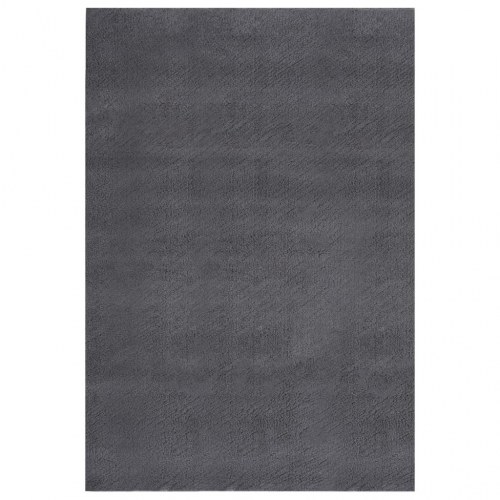 Gulvtæppe 200x290 cm blødt plys skridsikkert og vaskbart grå
