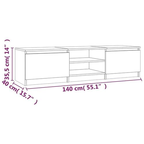 Tv-bord 140x40x35,5 cm konstrueret træ grå sonoma-eg