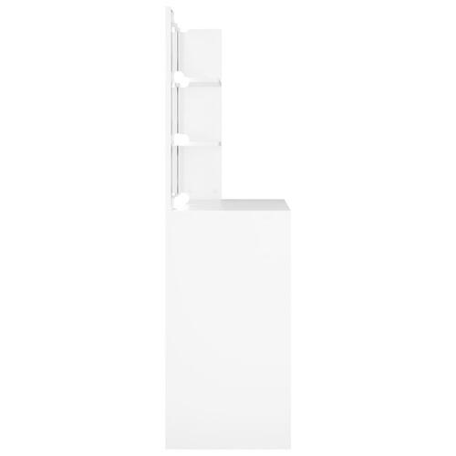 Makeupbord med LED-lys 74,5x40x141 cm hvid
