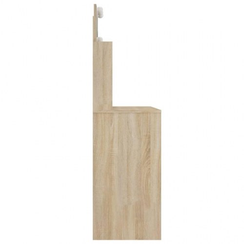 Makeupbord med LED-lys 96x40x142 cm sonoma-eg